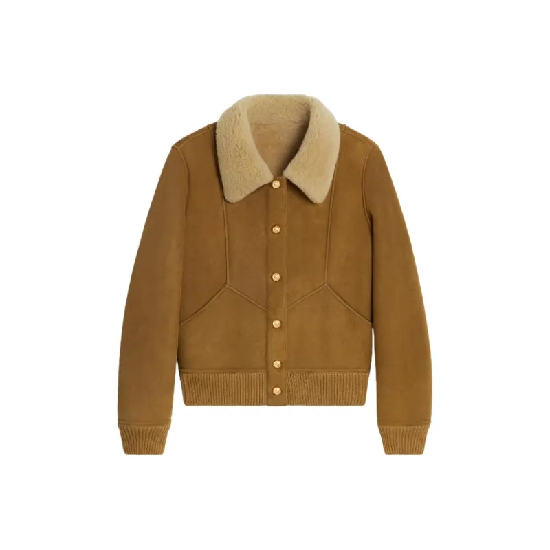 CELINE FW23 Leather Jackets Coats Women's Brown-0
