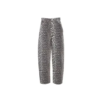 GANNI Leopard Print High Waisted Tapered Jeans