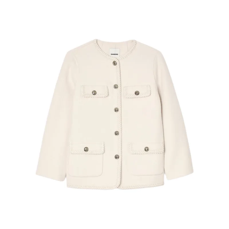 Sandro Braided trim Felted Jacket-0
