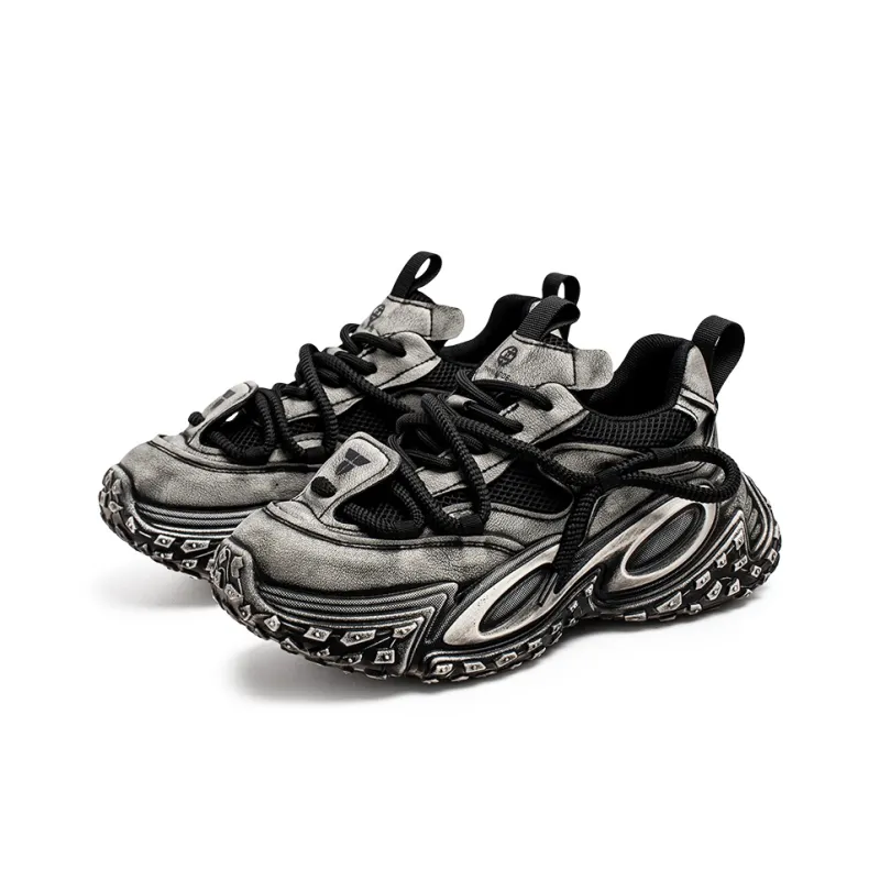 SUPEREDGE Anti Slip Wear Resistant Low Top Chunky Sneakers Men's-3