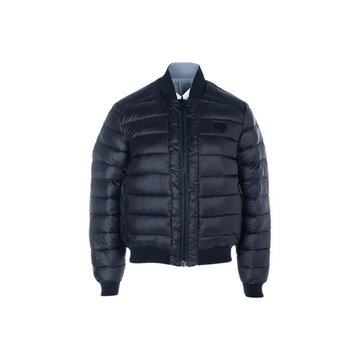 MOSCHINO Solid Color Baseball Collar Puffer Jacket Women's Black-0