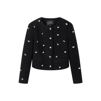 Yu Qianwen Cropped Coats Women's Black