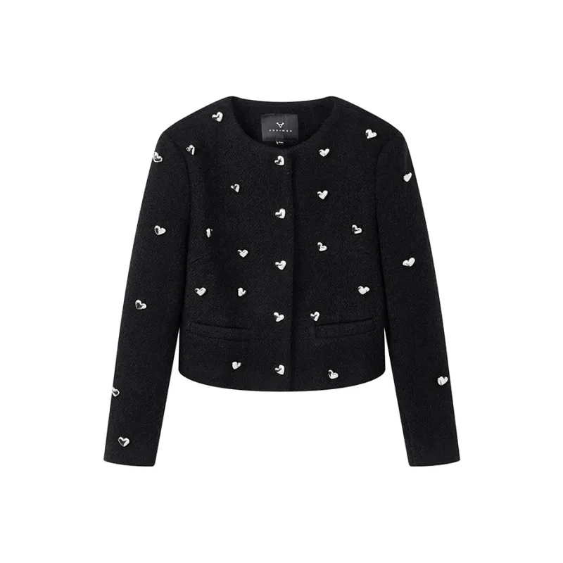 Yu Qianwen Cropped Coats Women's Black-0