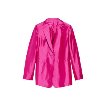 MaxMara Studio Veranda Collection Silk Shantung Blazer Business Suits Coats Women's Pink