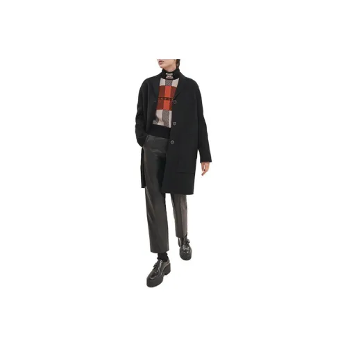HERMES Velvet feel Coat Women's Black