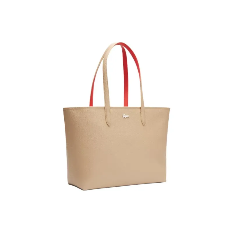 LACOSTE PVC Tote Bag, Shopping Bag, Shoulder Bag Women's Beige-1