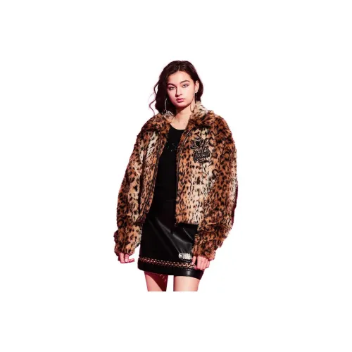 TCH Velvet-feel Coat Women's Leopard Print