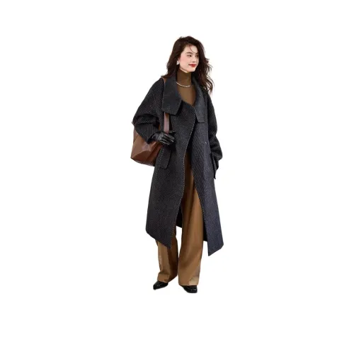 CARBAMMI Coats Women's Black Dark Gray