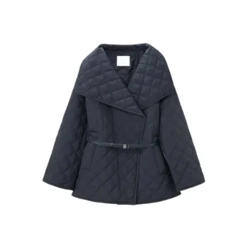 OVV Puffer Jackets Women's Navy Blue Solid Color A4