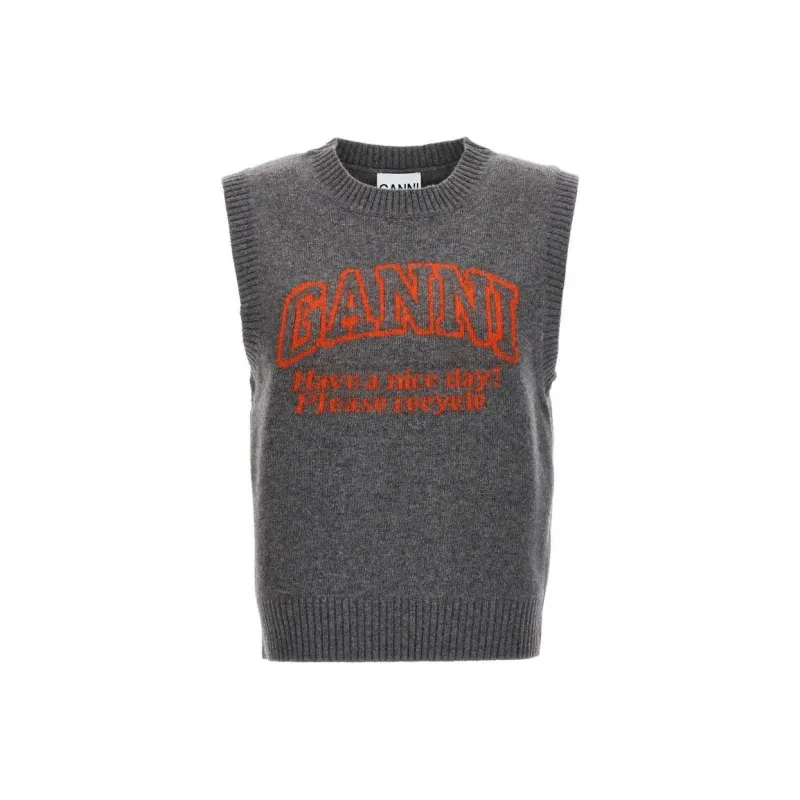 GANNI Graphic Vest 'Frost Grey'-0
