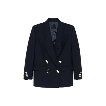 PINKO Mirror Detailed Double Breasted Striped Blazer