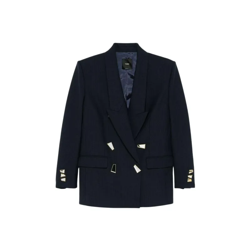 PINKO Mirror Detailed Double Breasted Striped Blazer-0