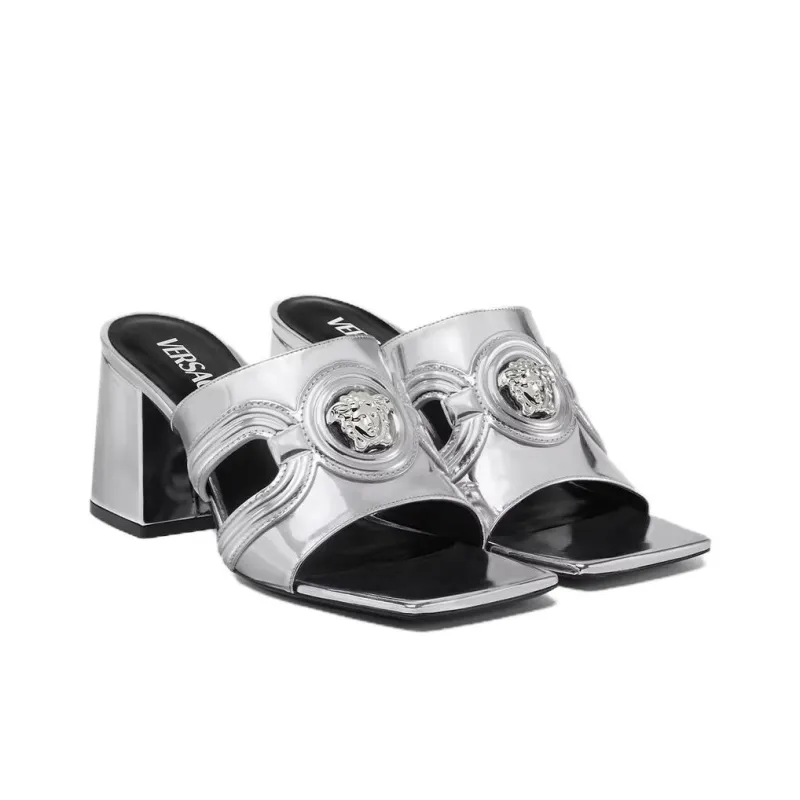VERSACE Medusa '95 Slide Slippers 7cm Women's Silver-2
