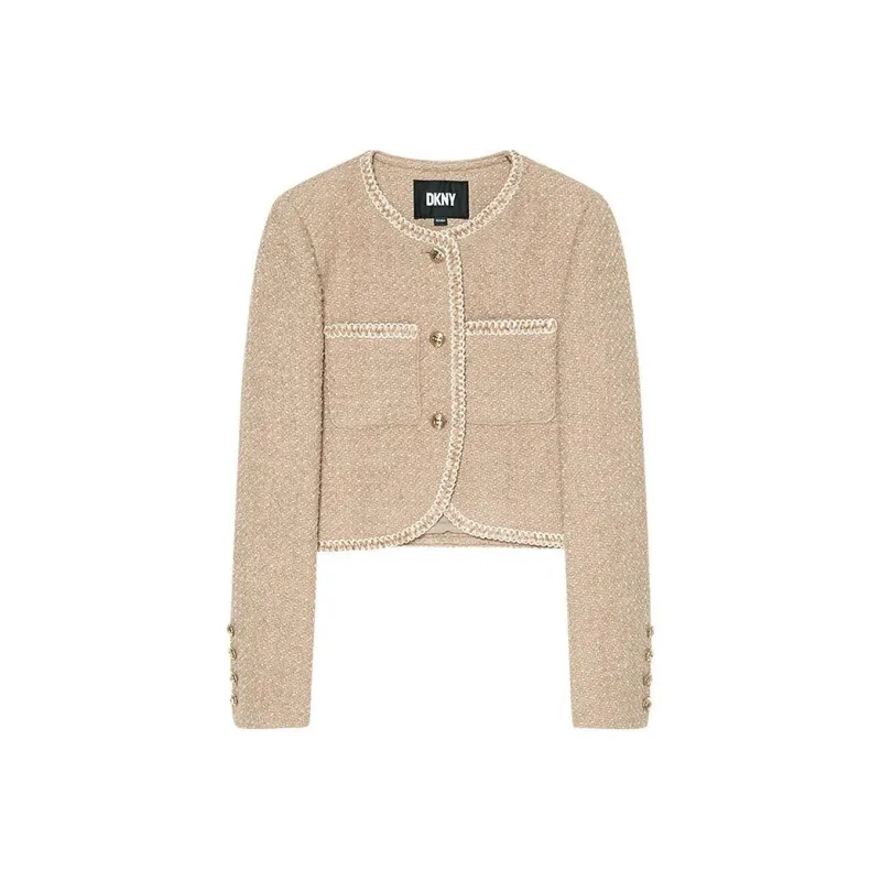 DKNY Cropped Coat Women's Camel-0