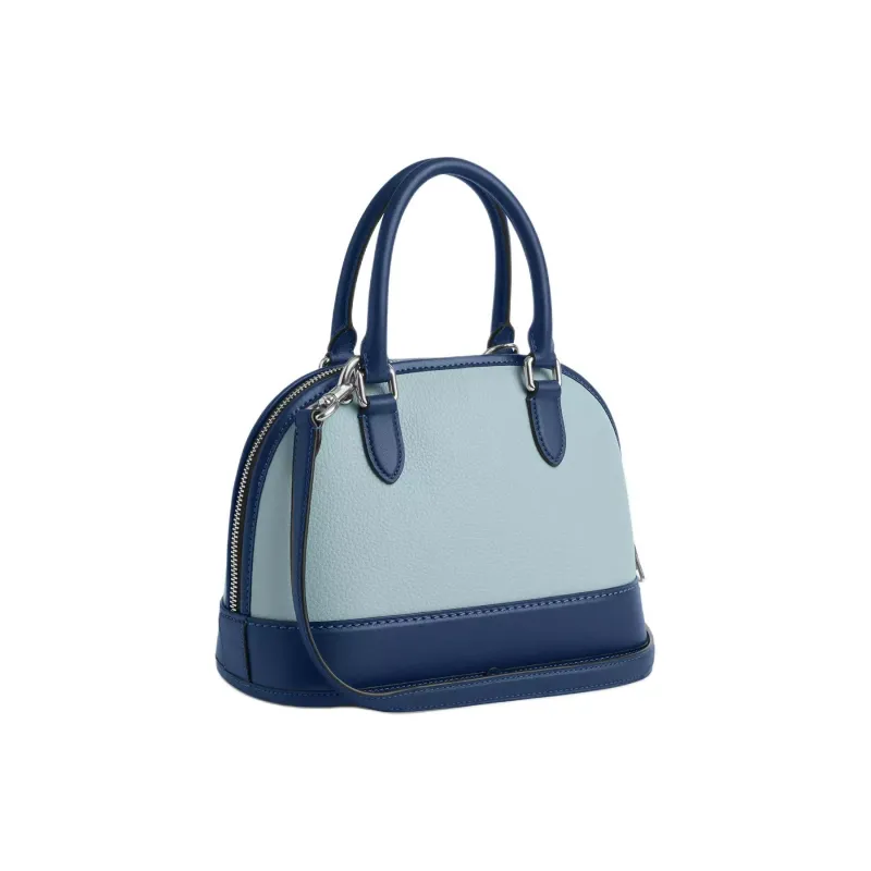COACH Leather Handbag Medium Size Women's Light Blue & Dark Blue-1
