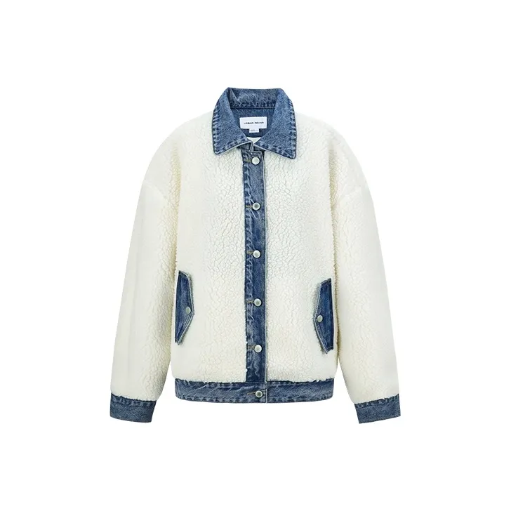 URBAN REVIVO Denim Jacket Women's Raw White-0
