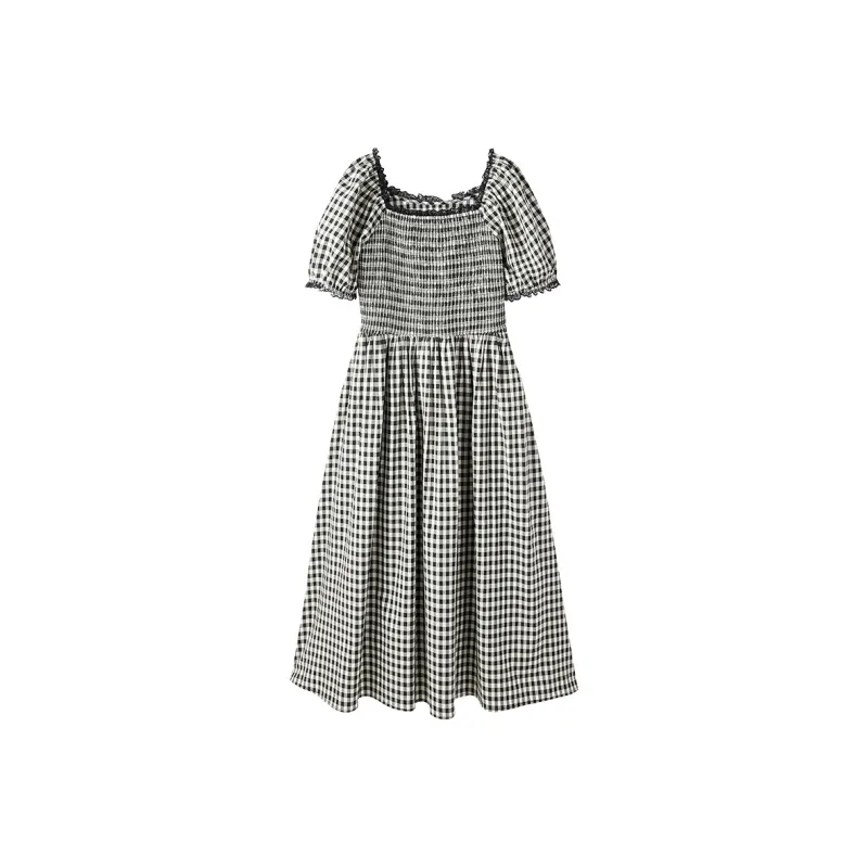 XIANGYING Short Sleeved Dress Women's Black White-1