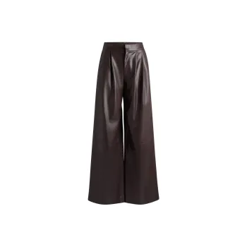 HUGO BOSS Pleat-detailing Faux-leather Trousers