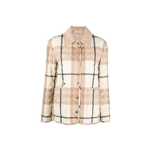 Burberry Corduroy Collar Diamond Quilted Barn Jacket Frosted White
