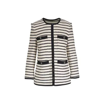 Veronica Beard Striped Collarless Blazer