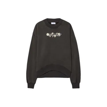 OFF WHITE Bookish Roses Over Crew Sweatshirt Washed Black