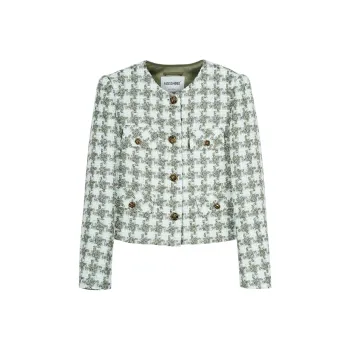 MISSSHINE Cropped Coats Women's Gray Pea Green