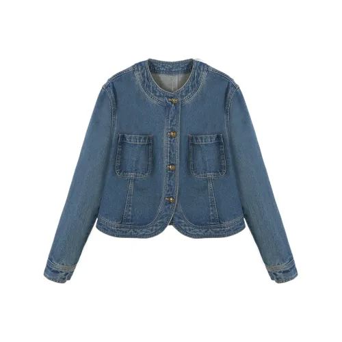 XIANGYING Denim Jacket Women's Blue
