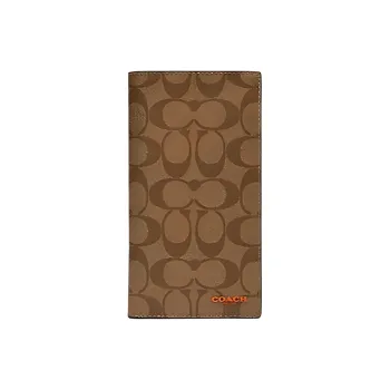COACH Cow Leather Passport Holder Mini Unisex Brown & Marine Admiral Blue