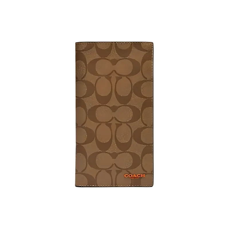 COACH Cow Leather Passport Holder Mini Unisex Brown & Marine Admiral Blue-0
