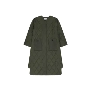 GANNI Quilted Collarless Coat