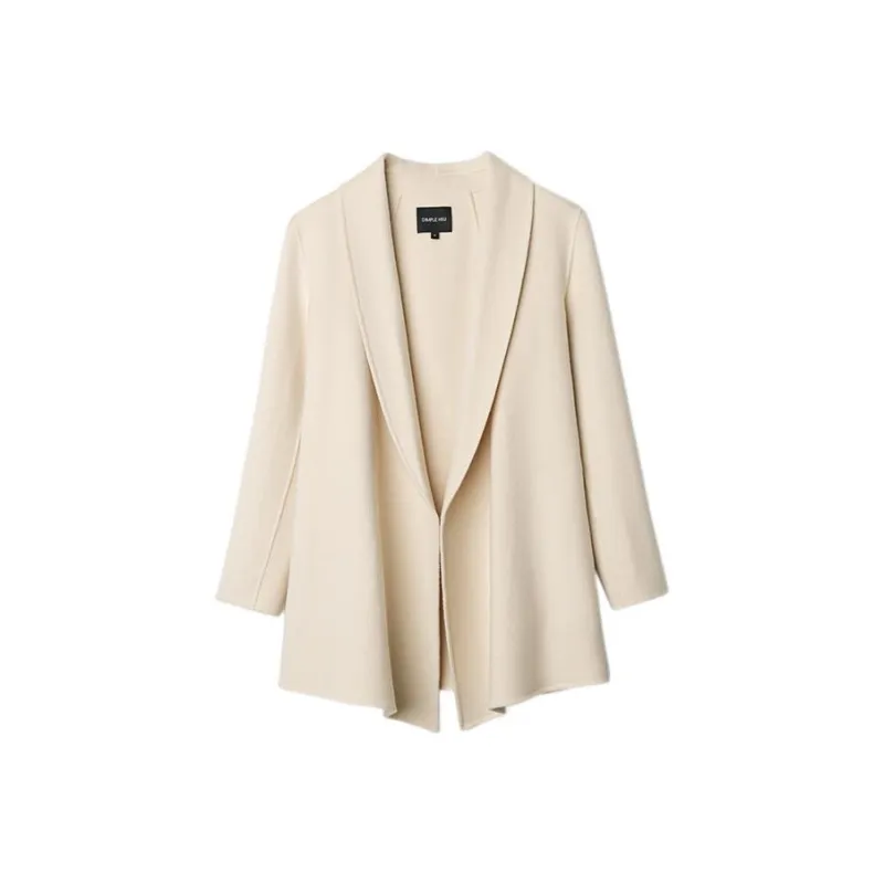 Dimple Hsu Velvet Jackets Women's Cream Beige Apricot-0