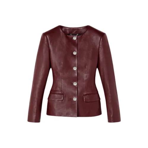 VERSACE SS24 Leather Jacket Women's Red