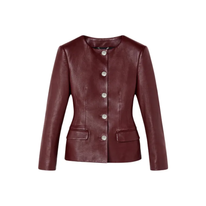 VERSACE SS24 Leather Jacket Women's Red-0