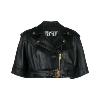 VERSACE JEANS COUTURE SS24 Leather Jacket Women's Black