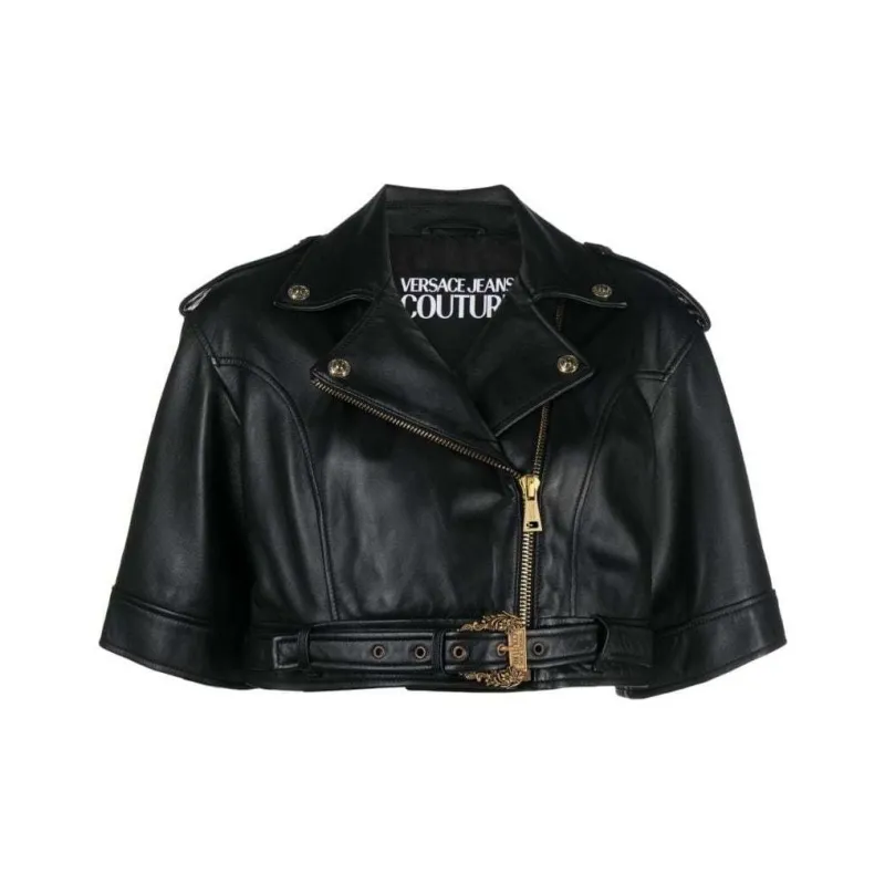 VERSACE JEANS COUTURE SS24 Leather Jacket Women's Black-0