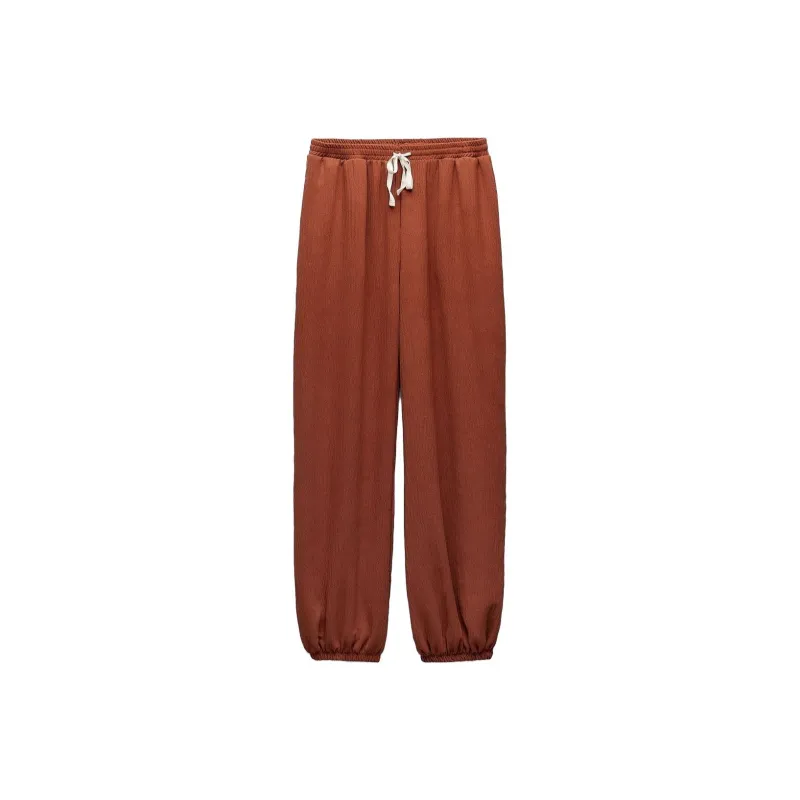 ZARA Casual Pants Women's Ochre Red-0