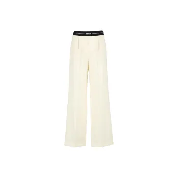 MSGM Logo Waistband Wide-Leg Pants