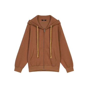 ELF SACK Bread Grid Loose Fit Hoodie Coat Women's