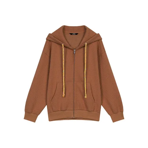 ELF SACK Bread Grid Loose Fit Hoodie Coat Women's