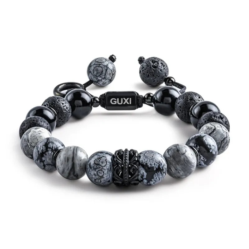 Cuud Natural Obsidian Bracelets Men's-0