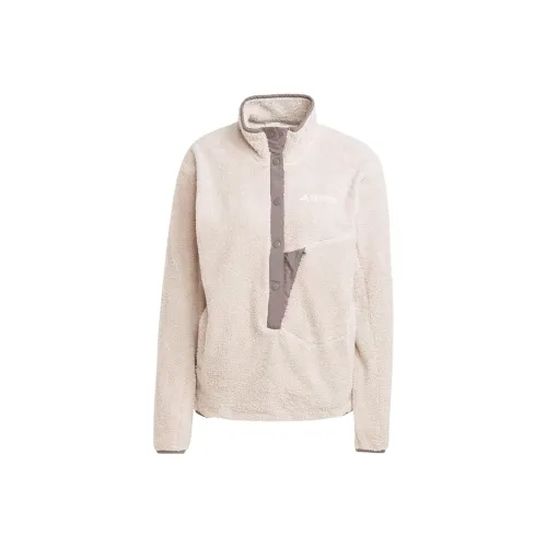 Adidas Terrex Xploric High-Pile-Fleece Pullover Velvet-feel Coat Women's Beige