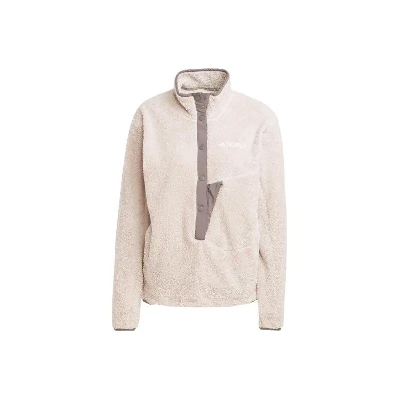 Adidas Terrex Xploric High-Pile-Fleece Pullover Velvet-feel Coat Women's Beige-0