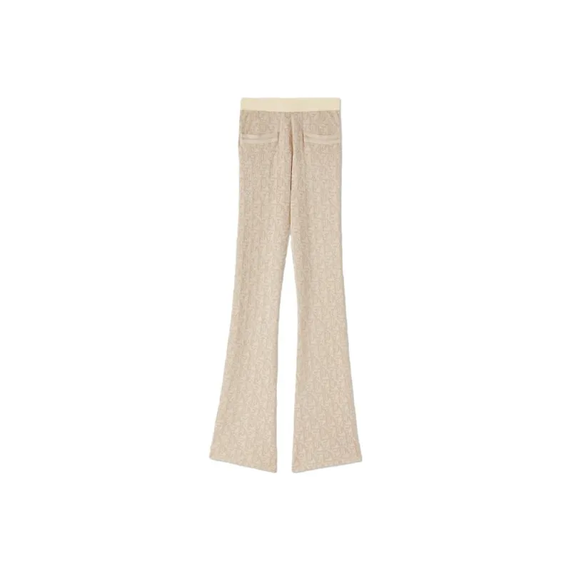 PALM ANGELS Monogram Jacquard Knit Pants Beige-0