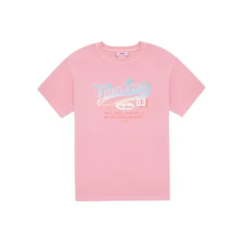 MLB New York Yankees Drop Shoulder Sleeve T Shirt Women's Light Peach Pink
