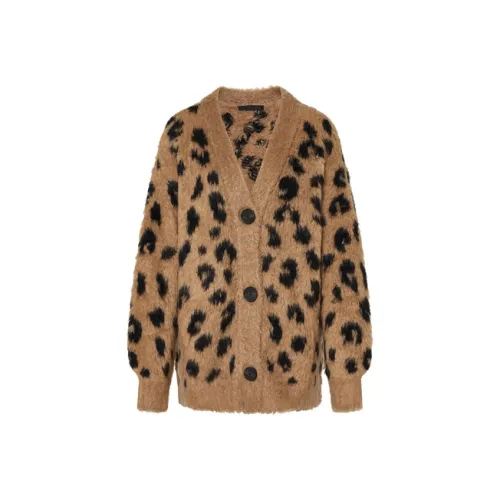 MOCO Velvet feel Coat Women's Camel Brown Leopard