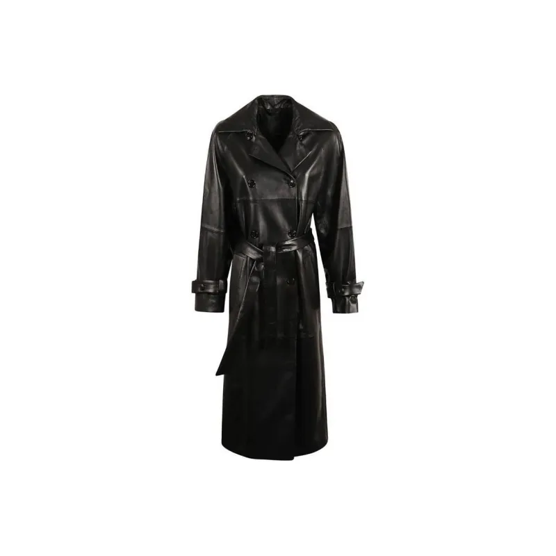 MaxMara Leather Loose Trench Coat-0