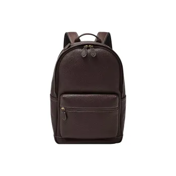 FOSSIL Leather Backpack Men's Chocolate Brown