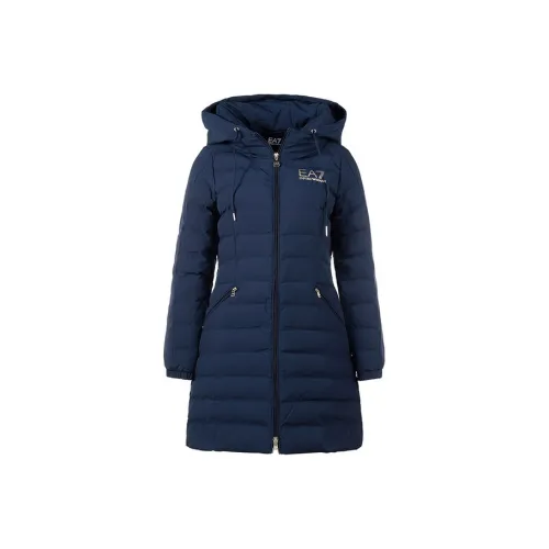 EMPORIO ARMANI EA7 Puffer Jacket Coat Women's Military Blue