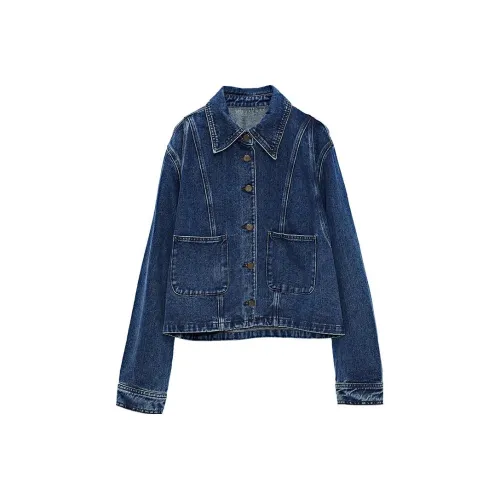 VERA VEINS Denim Jackets Women's Denim Dark Blue