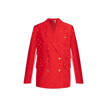 Adidas Originals Monogram Jacquard Double Breasted Blazer